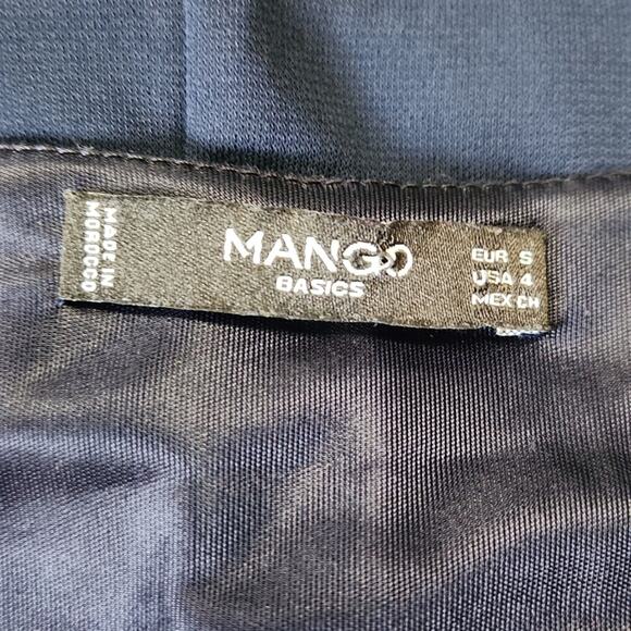 Mango Navy Blue Faux Wrap Dress Size 4 Midi Academia Long Sleeve Business - Picture 7 of 10